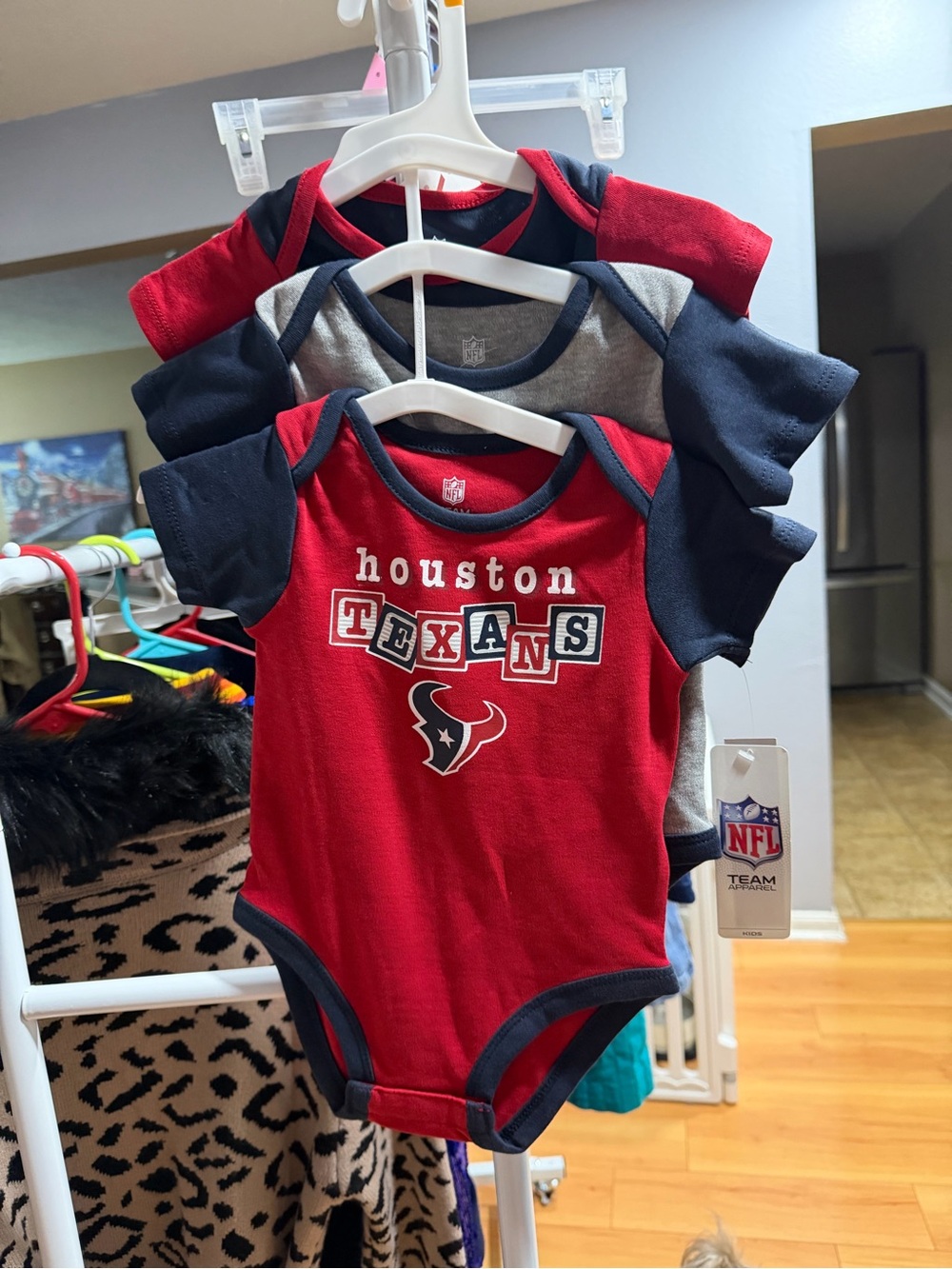 Houston Texans Red Baby One-Piece Bodysuit with Navy Accents